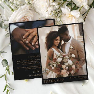 Budget Black & Gold Photo Wedding Thank you