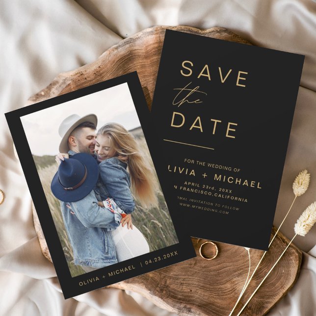 Budget Black Gold Save the Date Elegant Photo  (Creator Uploaded)