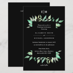 BUDGET Black Greenery Wedding Invitations A9