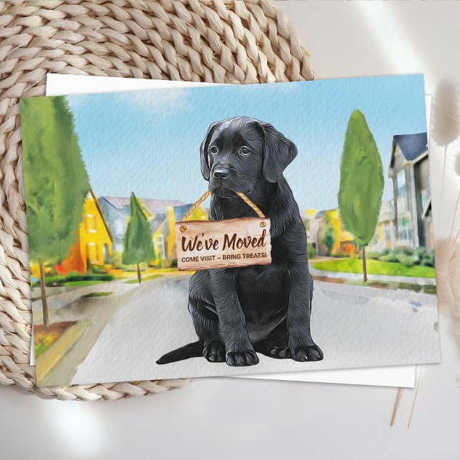 Budget Black Labrador We've Moved Dog Moving Card  (Creator Uploaded)