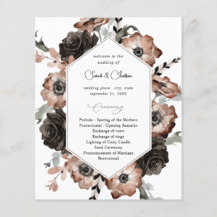 Budget Black & Natural Floral Boho Wedding Program