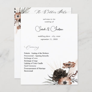 Budget Black &NaturalFloral Boho Wedding Program 2