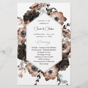 Budget Black &NaturalFloral Boho Wedding Program M