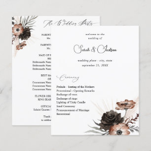 Budget Black &NaturalFloral Boho Wedding Programme