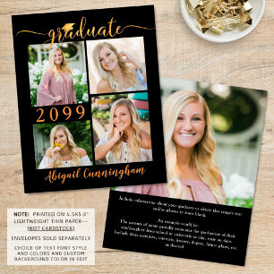 Budget Black Orange 5 Photo Graduate Announcement