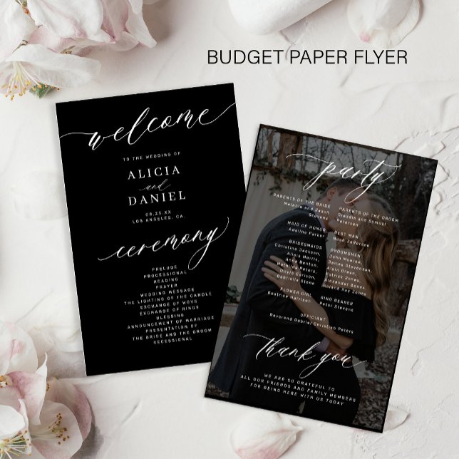 Budget black photo wedding program (Creator Uploaded)