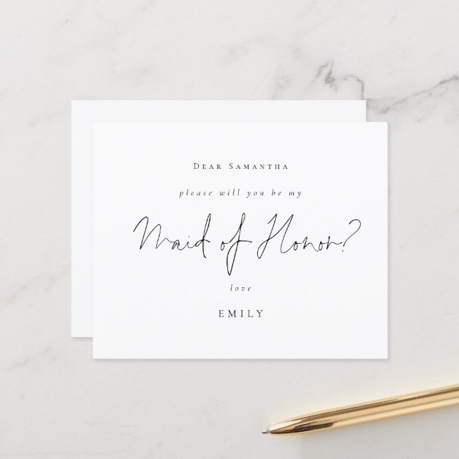 Budget Black Script Maid of Honour Request  (Front/Back In Situ)