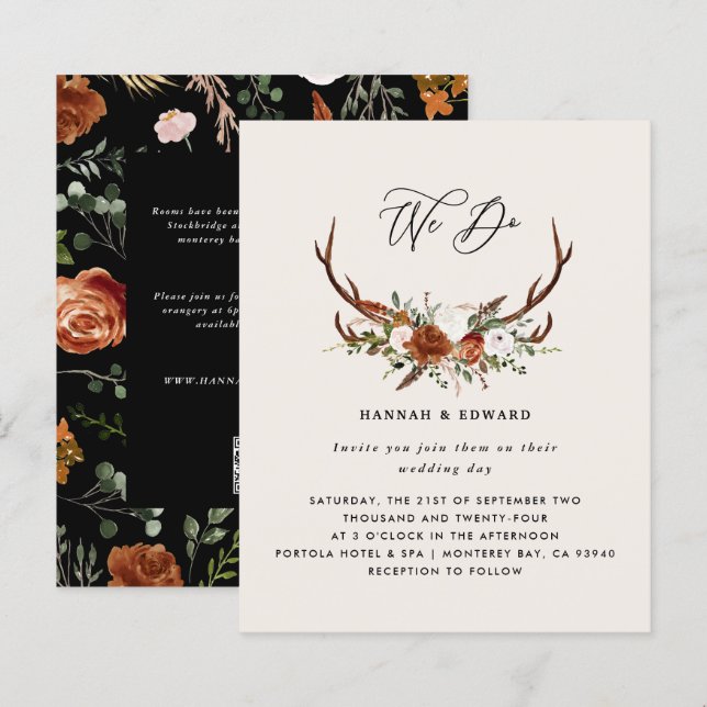 Budget black Stag terracotta floral rustic elegant (Front/Back)