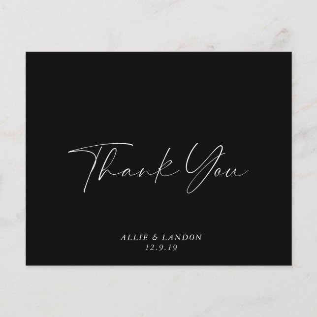 BUDGET Black Thank You Card (Front)