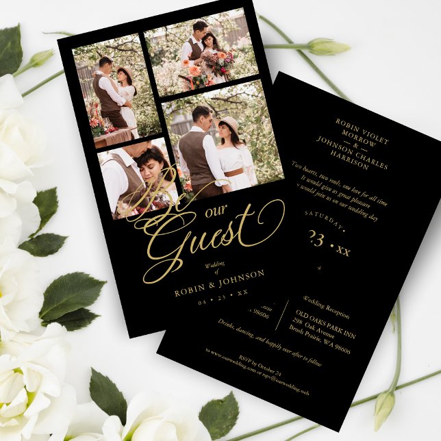 Budget Black Trendy Collage 4 Photos Fancy Script (Creator Uploaded)