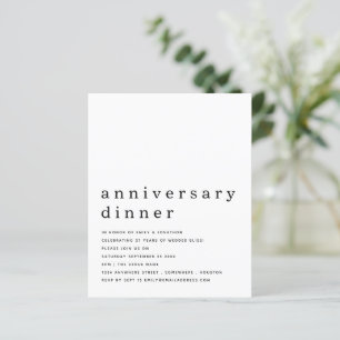 Budget Black White Anniversary Dinner Invite