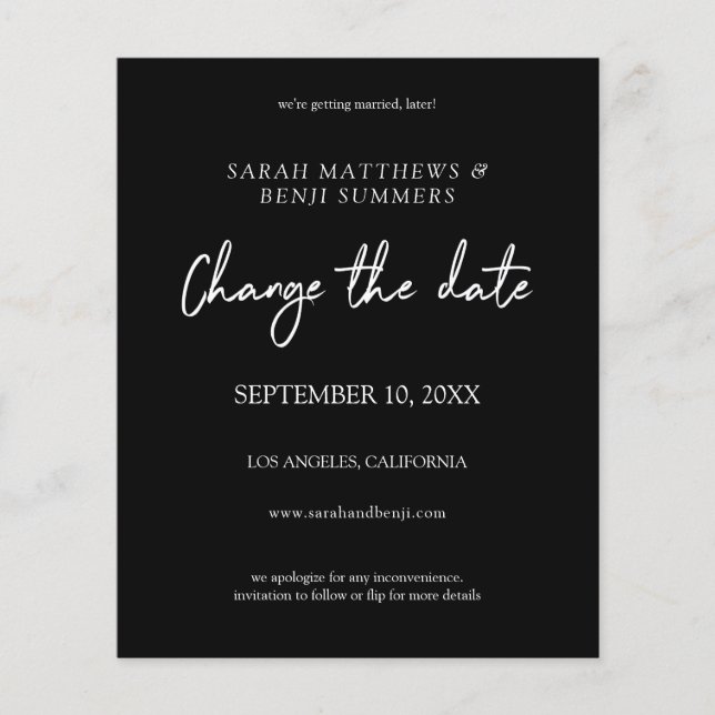 Budget Black & White -Black Change the Date Flyer (Front)