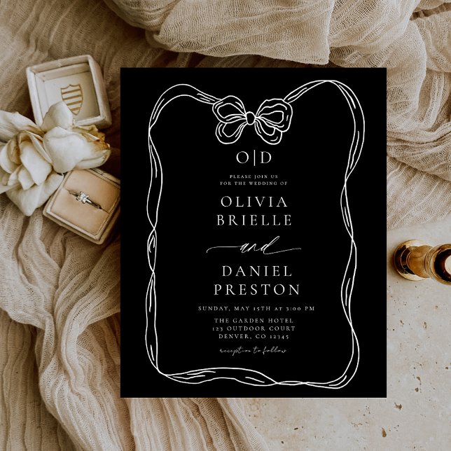 Budget Black & White Bow Elegant Invitation Flyer (Creator Uploaded)