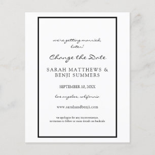 Budget Black & White Cancel or Change the Date Flyer