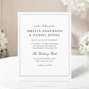 Budget Black & White Classic Wedding Invitation