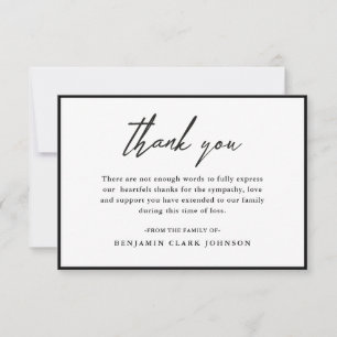 Budget Black & White Condolence Sympathy Funeral Thank You Card
