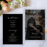Budget black white elegant photo wedding program<br><div class="desc">Modern simple minimalist typography trendy black faded photo ceremony and party BUDGET affordable wedding program template featuring a chic trendy calligraphy script and dark overlay.              Easy to personalize with your custom photo and text on both sides!</div>