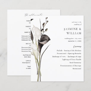 Budget Black & White Flor Wedding Ceremony Program