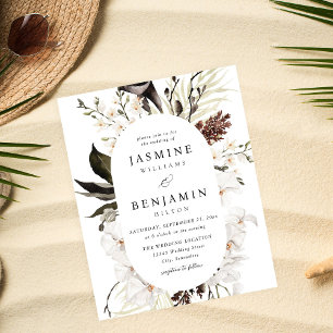 Budget Black & White Floral Beachy Wedding Flyer