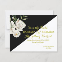 Budget Black & White Floral Wedding Save Date  