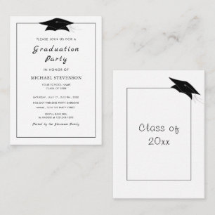 Budget Black White Graduation Party Invitation Cap