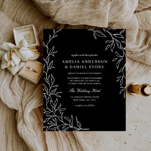 Budget Black & White Minimal Wedding Invitation