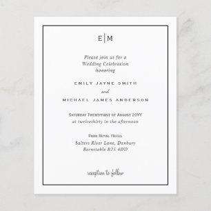 Budget Black White Modern Simple Elegant Wedding