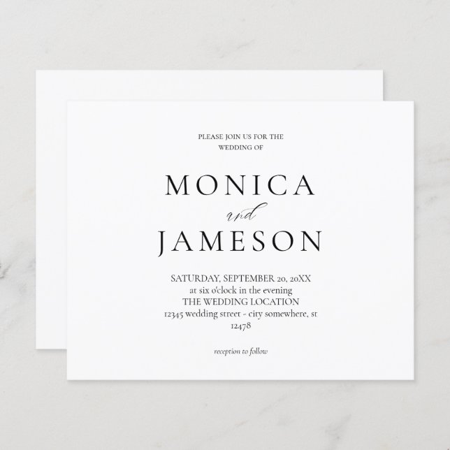 Budget Black & White Modern Wedding 2 (Front/Back)