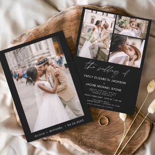 Budget Black White Photo Wedding Invitation