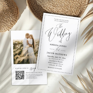 Budget Black & White QR Code Wedding Invitation