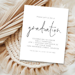 Budget Black White Script 2024 Graduation Invite