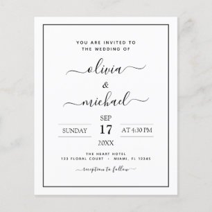 Budget Black White Wedding Modern Typography Flyer