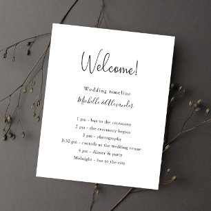 Budget black white wedding program details
