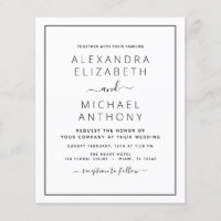 Budget Black White Wedding with Photo Invitation F