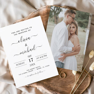 Budget Black White Wedding with Photo Invitation F Flyer