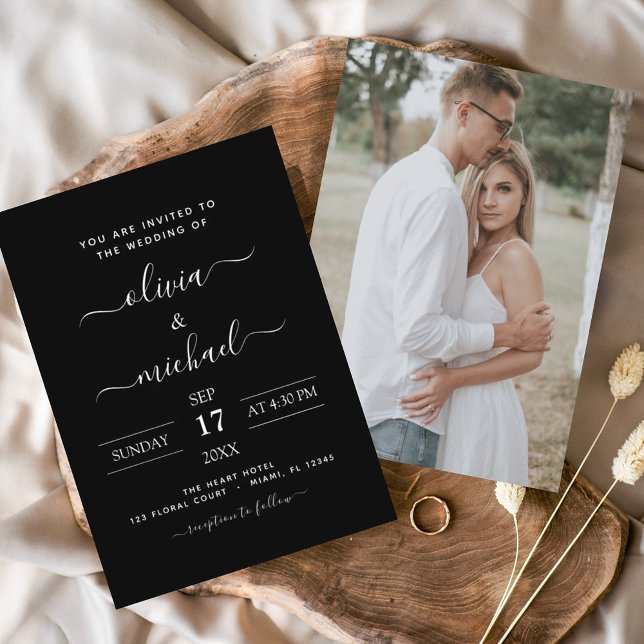 Budget Black White Wedding with Photo Invitation Flyer (Creator Uploaded)