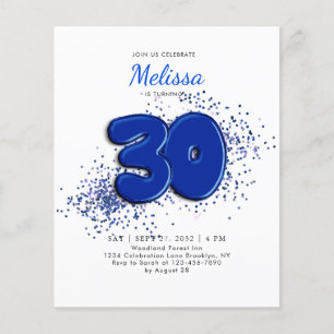 BUDGET Blue 30th Balloons Confetti Adult Birthday