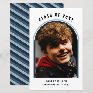 Budget Blue Arch Photo Graduation Announcement
