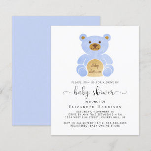 Budget Blue Bear Drive By Baby Shower Invitation
