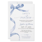 Budget Blue Bow Sweet 16 Birthday Invitation