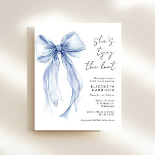 Budget Blue Bow Watercolor Bridal Shower Invite