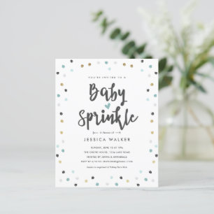 Budget Blue Confetti Type Baby Sprinkle Invitation