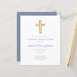 Budget Blue Cross Boy Confirmation Invitation