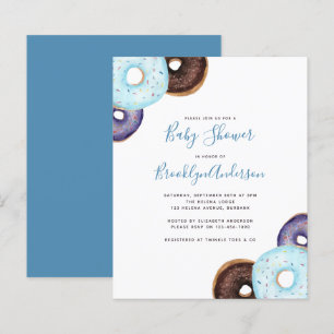 BUDGET Blue Doughnuts Baby Shower Invitation