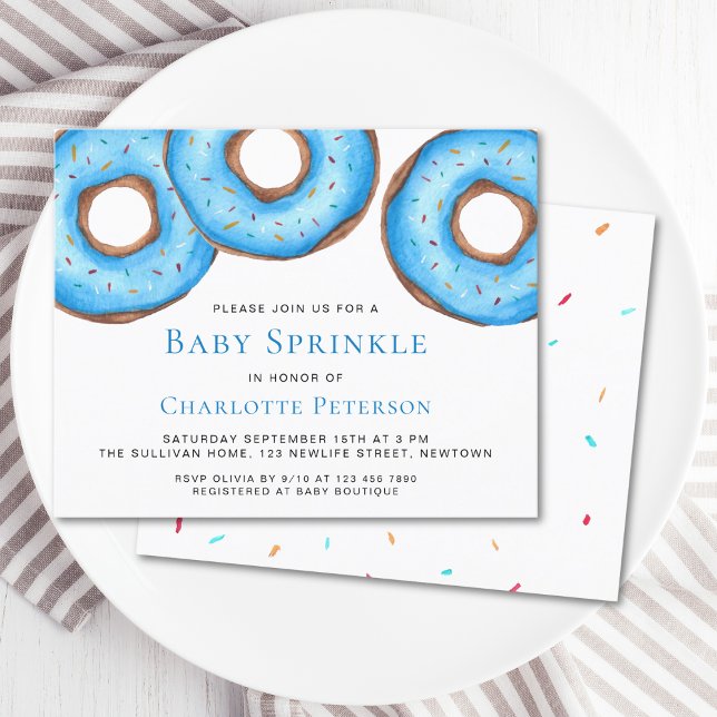 Budget Blue Doughnuts Boy Baby Sprinkle Invitation (Creator Uploaded)
