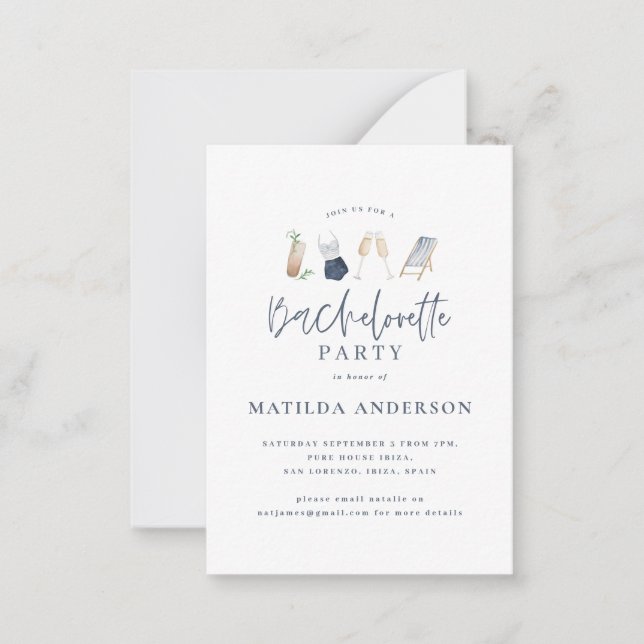 budget blue drinks bachelorette weekend invite (Front)
