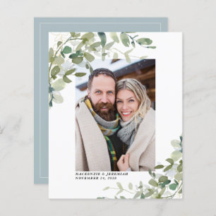 Budget Blue Eucalyptus Wedding Photo Save the Date