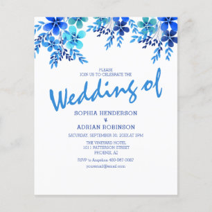 Budget Blue Floral Wedding Invitations
