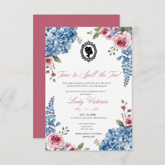 Budget Blue Florals Bridgerton Birthday Party Invitation