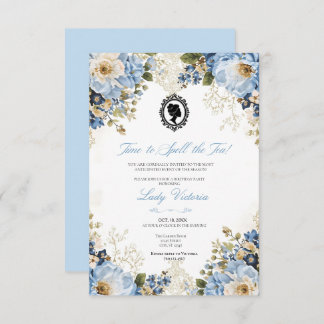 Budget Blue Florals Bridgerton Birthday Party Invitation